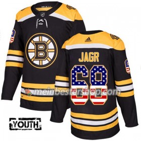 Boston Bruins Jaromir Jagr 68 Adidas 2017-2018 Schwarz USA Flag Fashion Trikot Authentic - Kinder